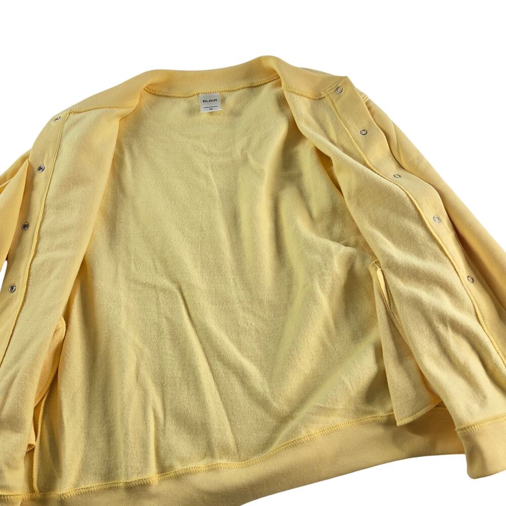 Blair Fleece Jacket Cardigan Snap Front Butter Yellow Size Petite Medium Pockets - Picture 7 of 10